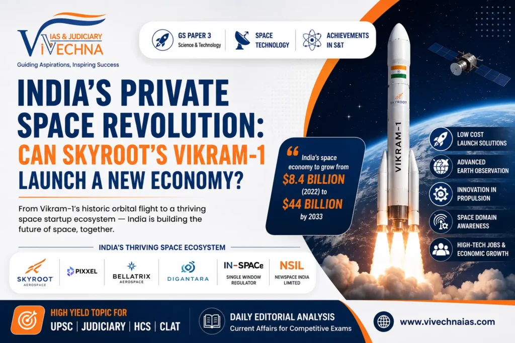 India's Private Space Revolution featuring Skyroot Vikram-1 for UPSC GS Paper 3