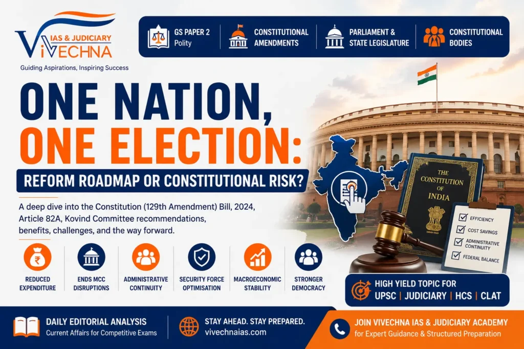 One Nation One Election (ONOE) for UPSC GS Paper 2 – Constitutional Amendment and Election Reforms
