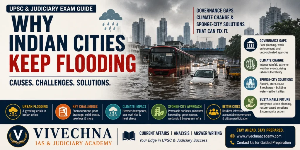 Urban Flooding in India Causes, Consequences and Solutions A UPSC & Judiciary Exam Guide