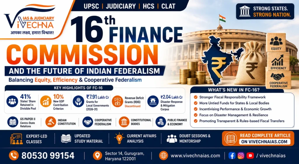 16th Finance Commission Key Recommendations & Fiscal Federalism UPSC