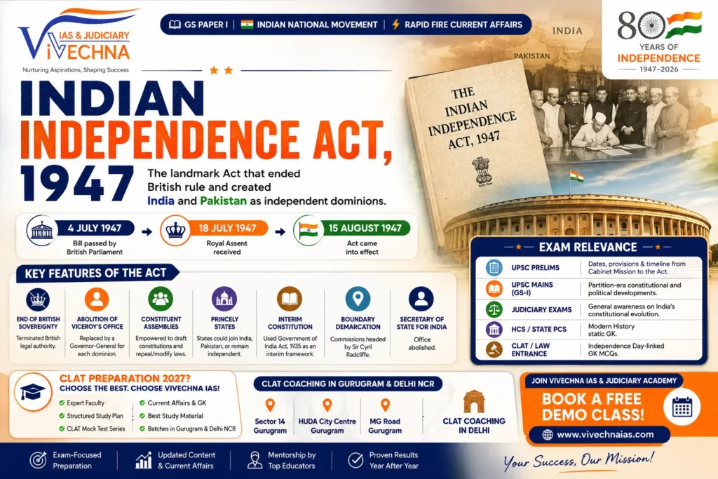 Indian Independence Act 1947 Key Features & UPSC Notes
