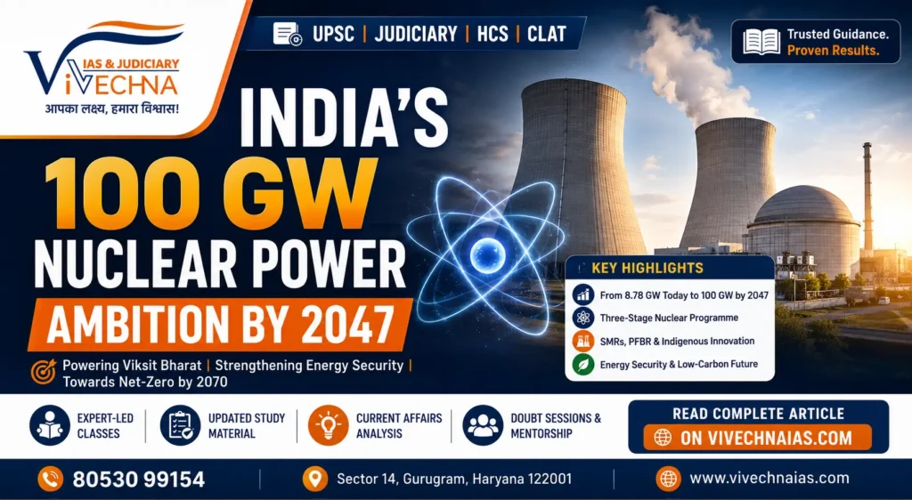 India’s 100 GW Nuclear Power Target by 2047 UPSC Current AffairsIndia’s 100 GW Nuclear Power Target by 2047 UPSC Current Affairs