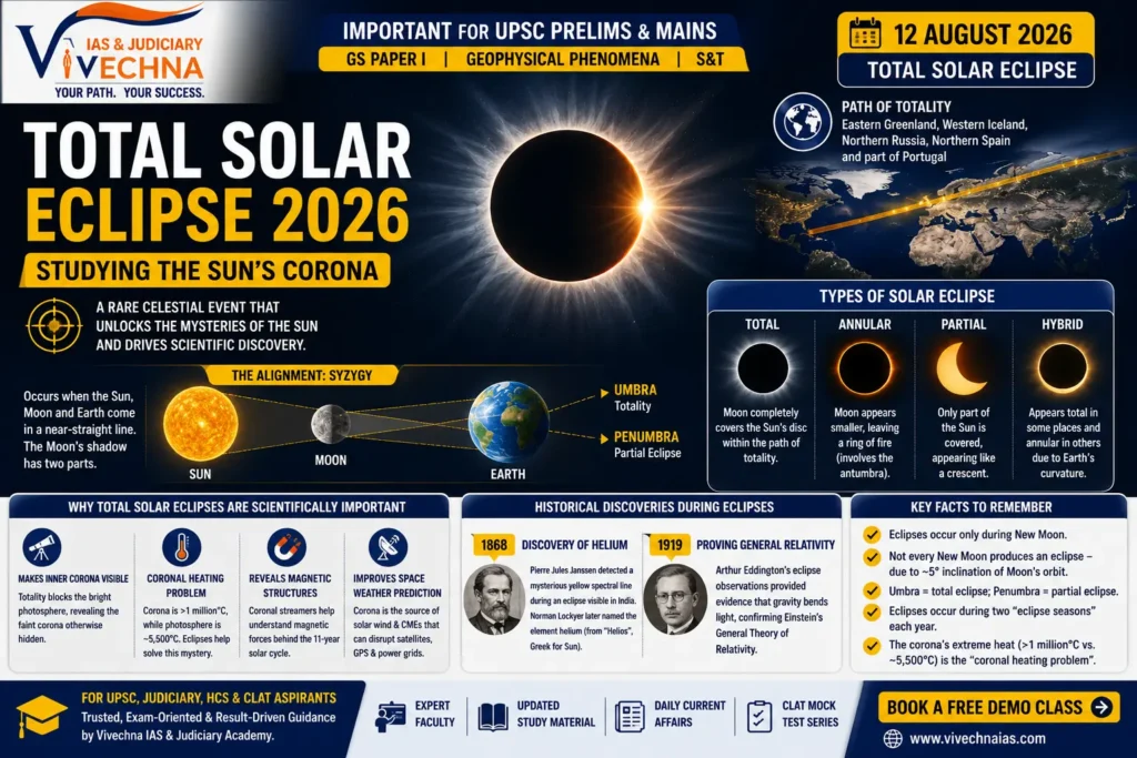 Total Solar Eclipse 2026 Solar Corona & Key Facts UPSC